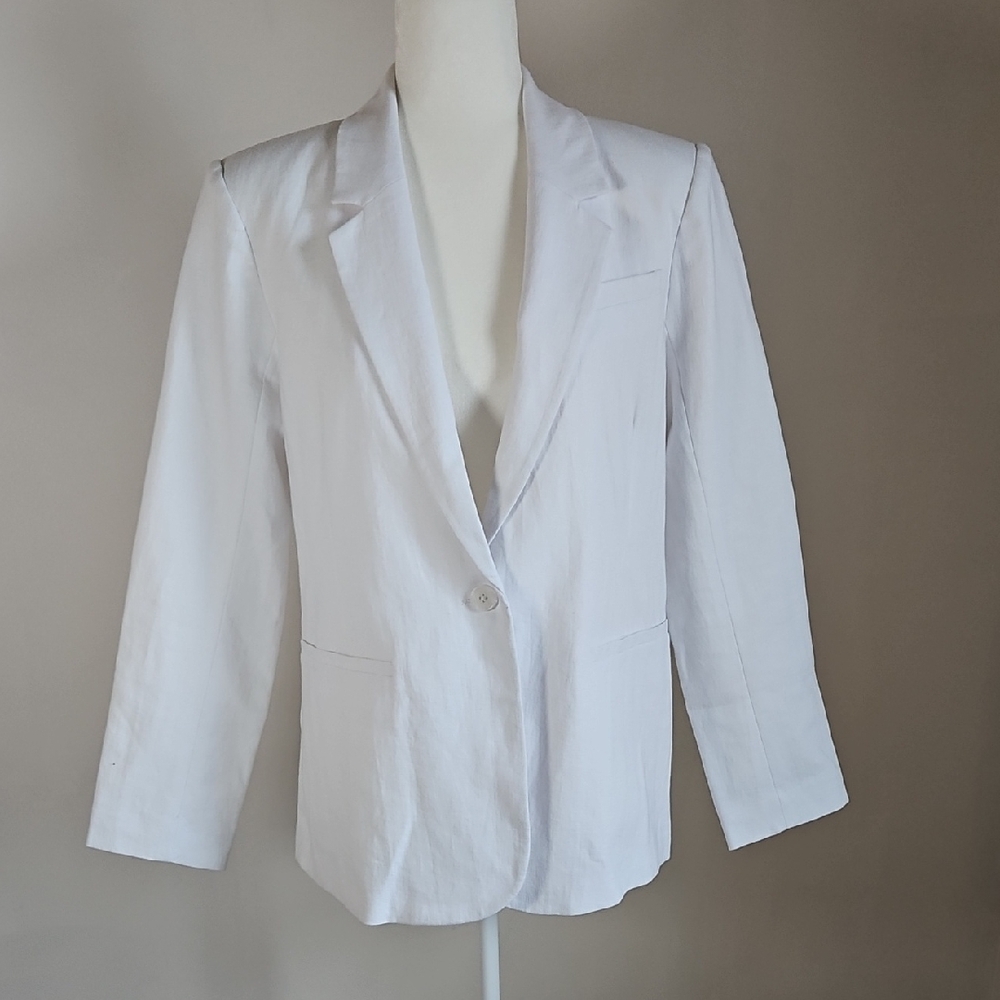 Abercrombie & Fitch 100% Linen Blazer White Coastal Academia Preppy SZM NEW